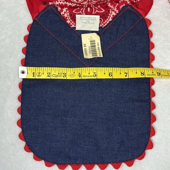 Children’s Red and Blue Cowboy Bandana Western Kerchief Bib - Picture 6 of 8